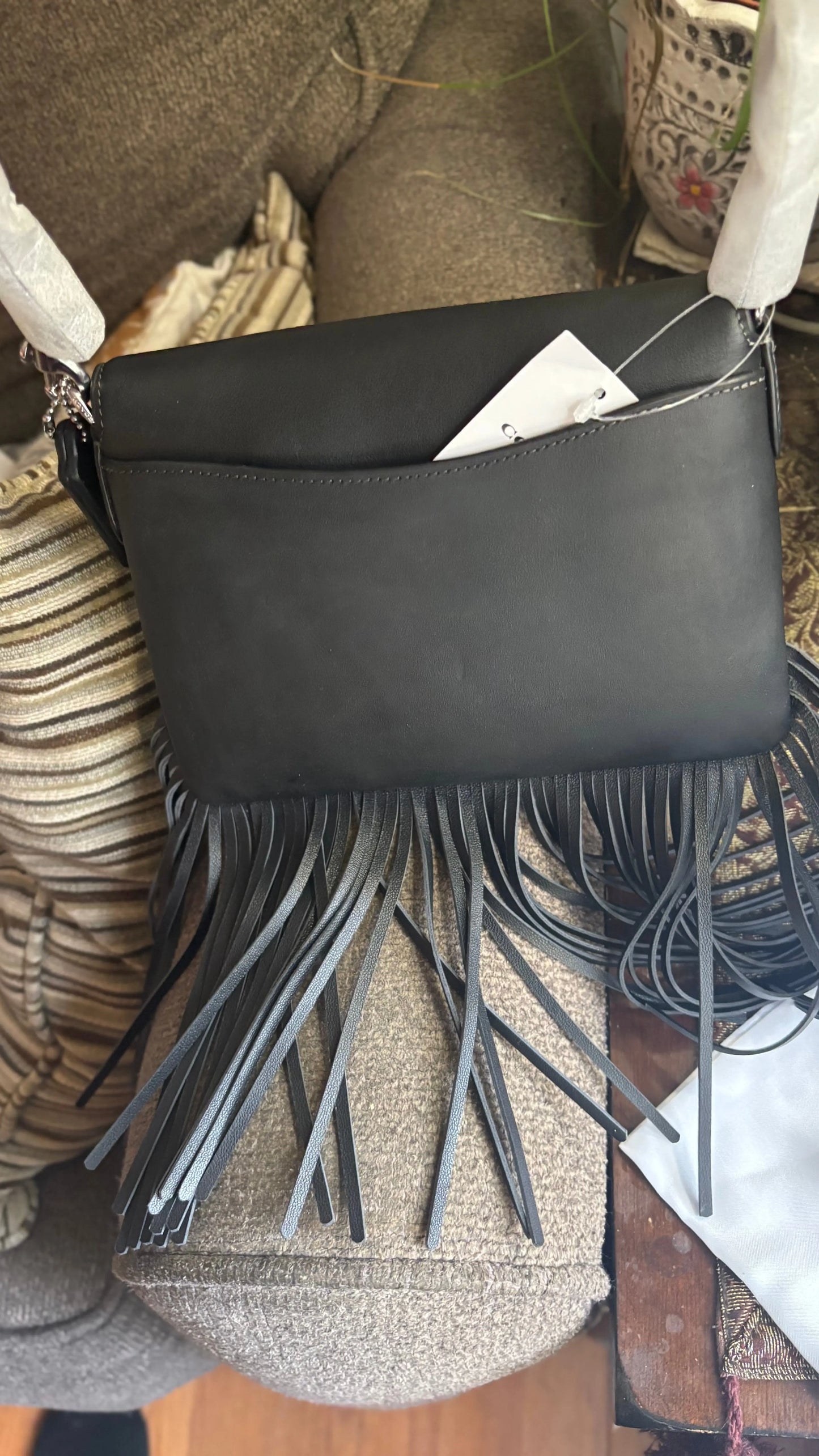 Authentic COACH 1964 leather fringe flap Turnlock Crosby or shoulder Ruby Luxury