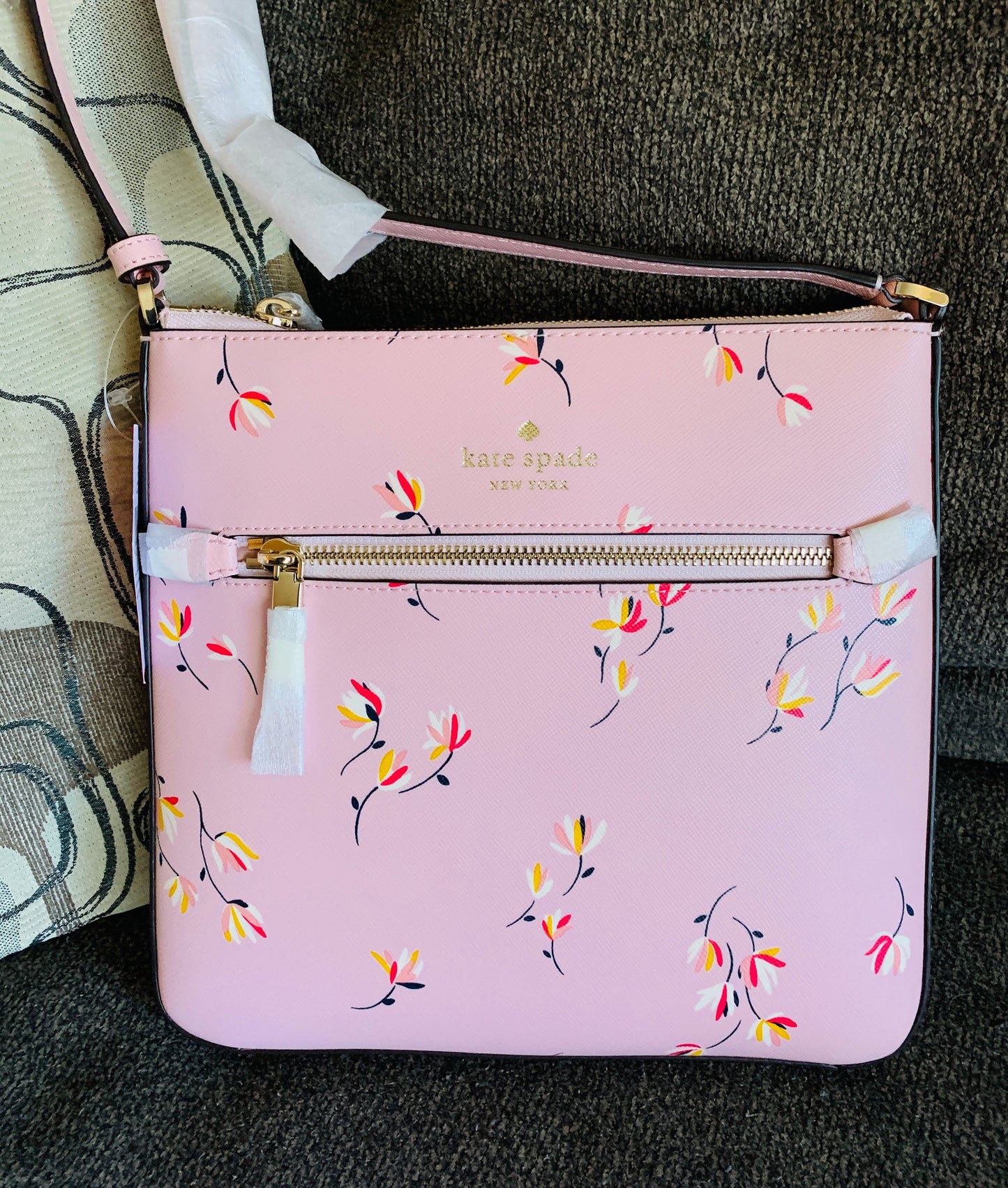 Authentic Kate Spade Saffiano leather floral zip top Crosby Ruby Luxury