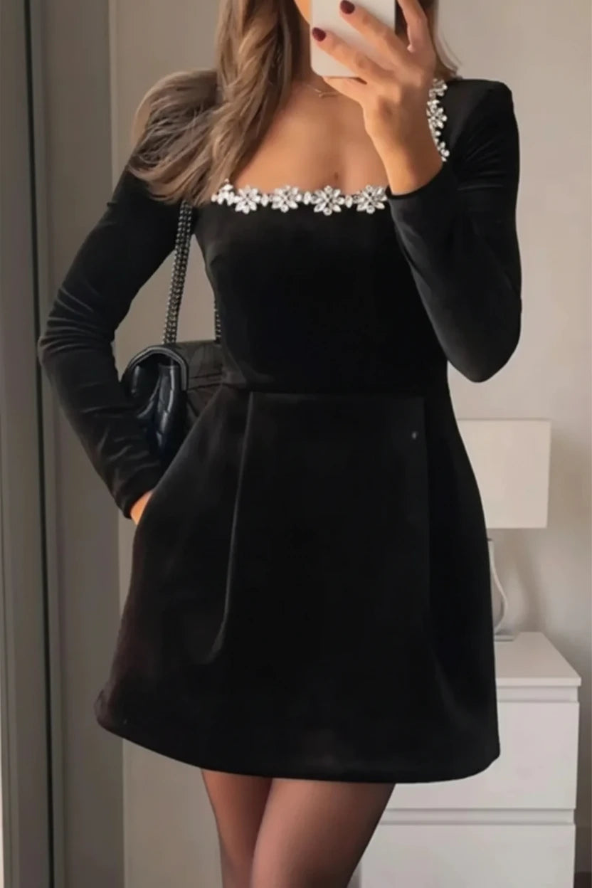 Floral Rhinestone Dress Ruby Luxury