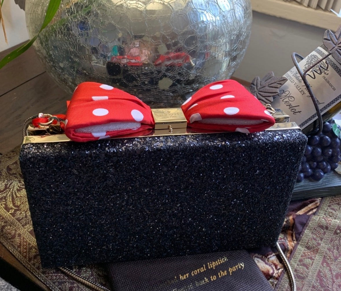 Authentic Kate Spade glitter leather Minnie L.EDITION BOX CLutch or Crosby Ruby Luxury