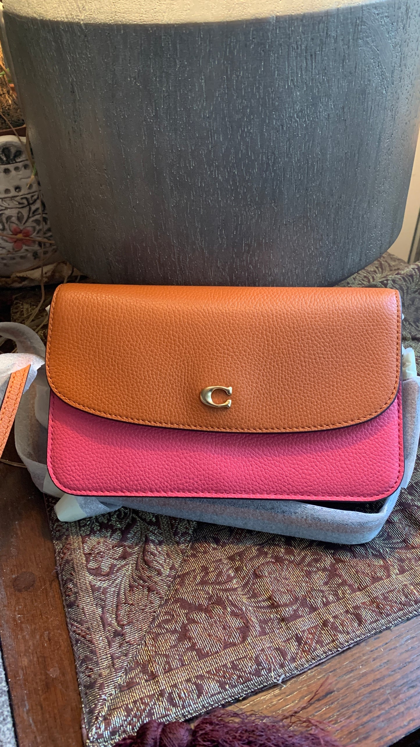 Authentic COACH 1941 colorblock pebbled leather snap magnetic closure crossbody - Ruby Luxury
