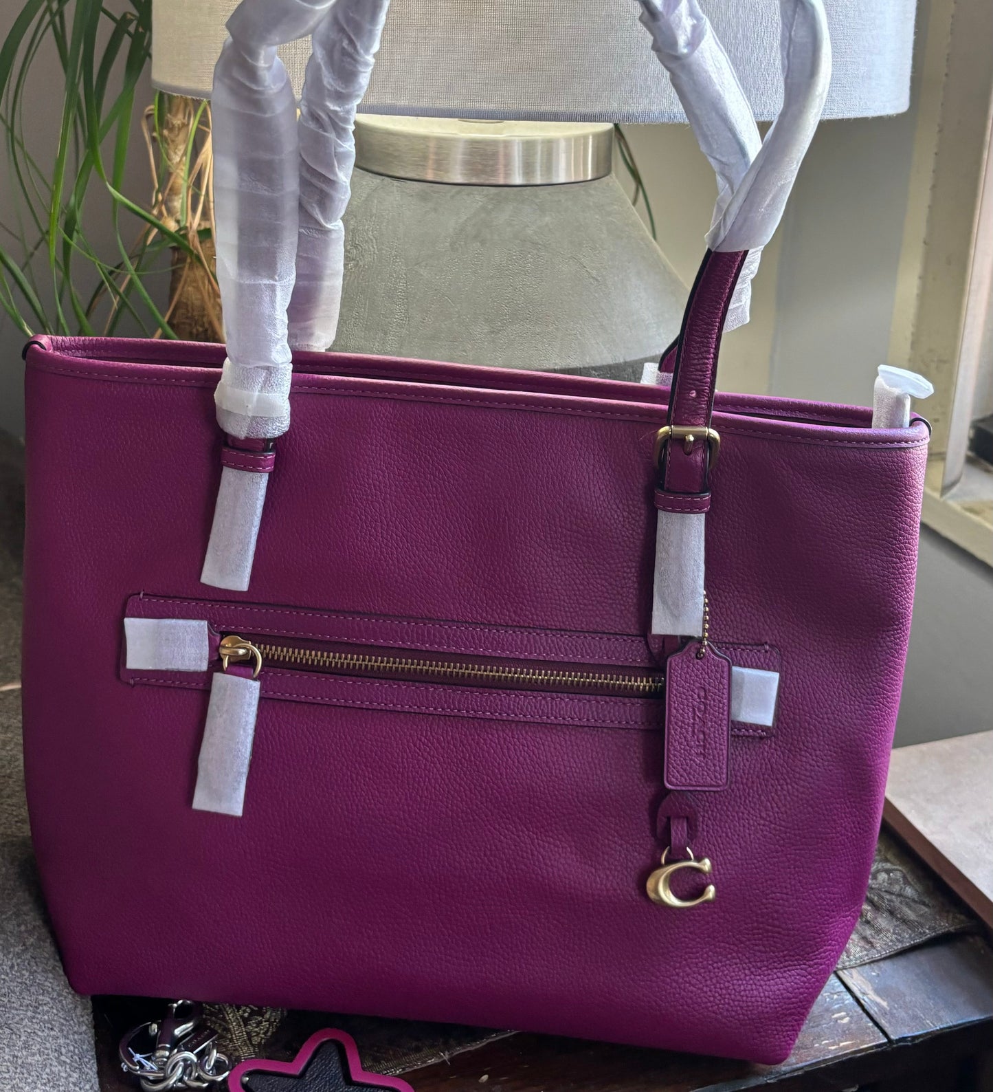 Authentic COACH 1941 pebbled leather zip top Tote Ruby Luxury