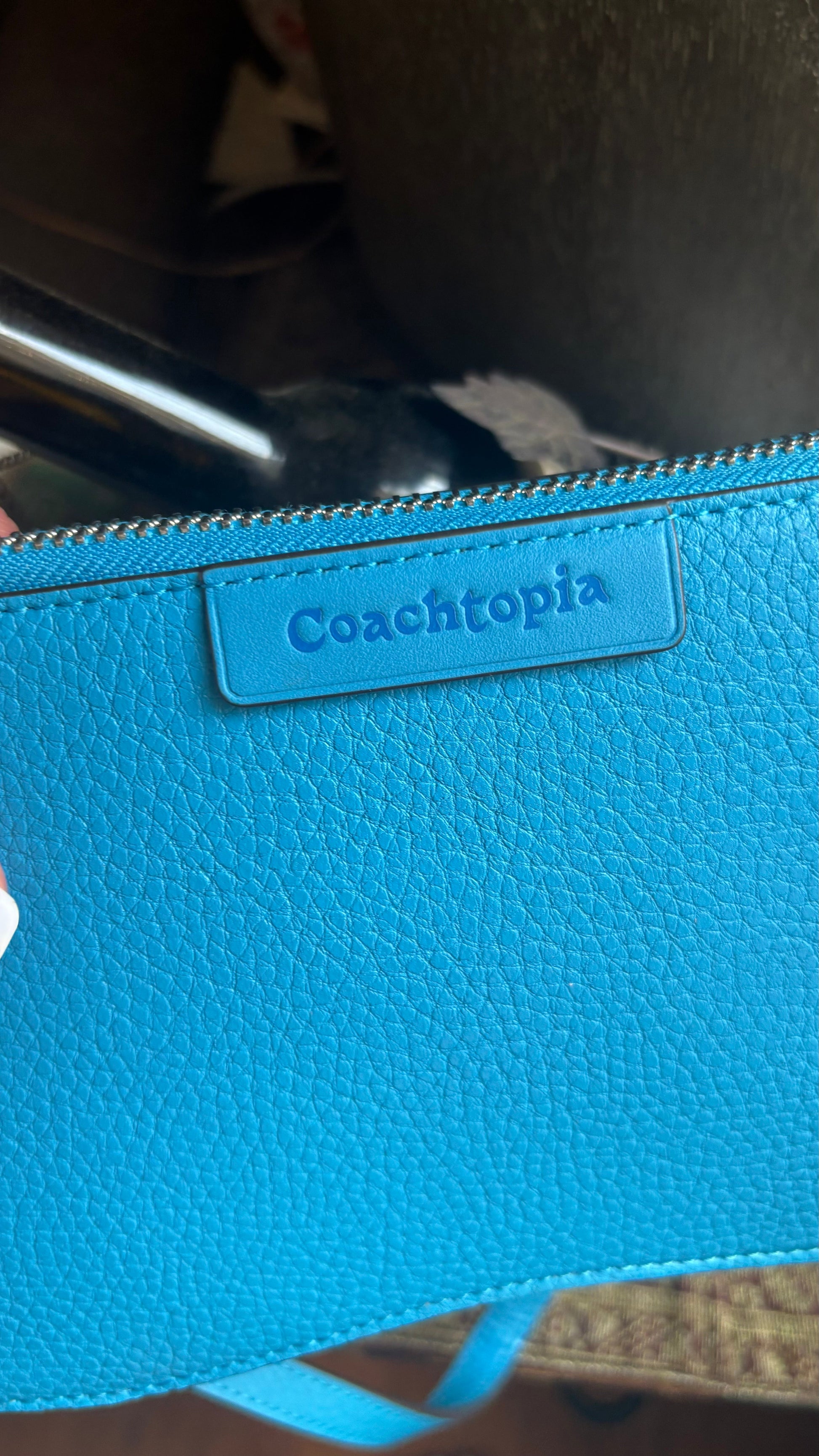 Authentic CoachTopia blue Leather zip curved Shoulder Bag Ruby Luxury