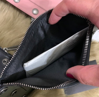 Moschino Three-Pouch Leather Crossbody