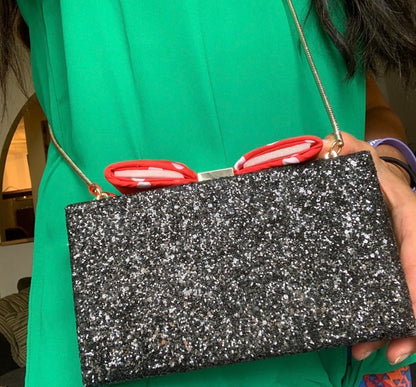 Authentic Kate Spade glitter leather Minnie L.EDITION BOX CLutch or Crosby Ruby Luxury