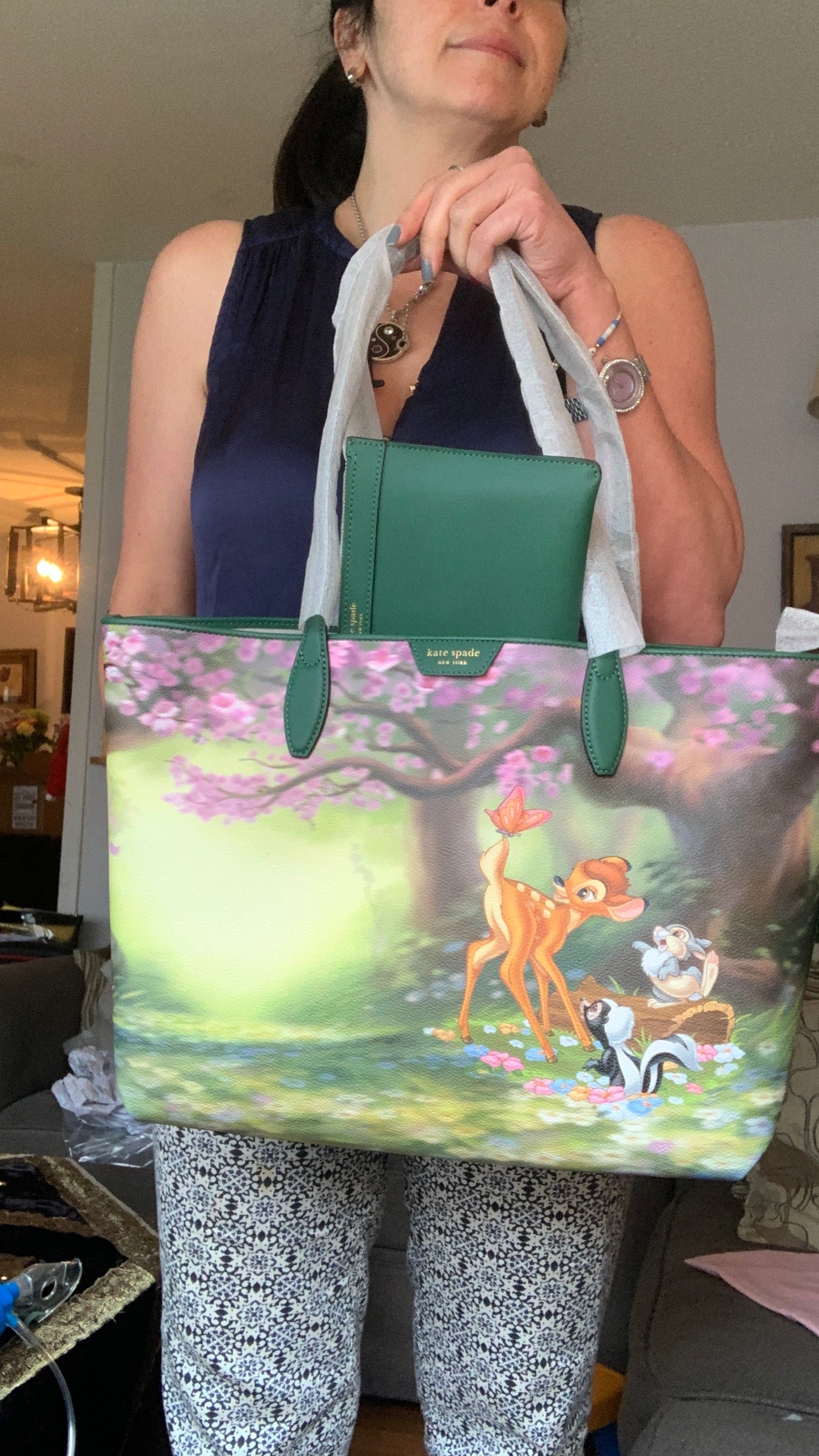 Authentic KATE SPADE Coated leather/smooth leather BAMBI tote/wristlet Ruby Luxury
