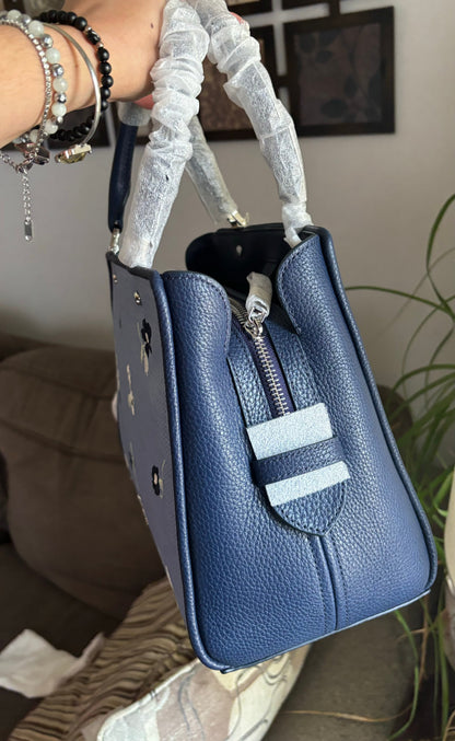 Authentic KATE SPADE floral Thick Canvas/pebbled leather 3 compartments zip snap closure Satchel/Crossbody. Ruby Luxury
