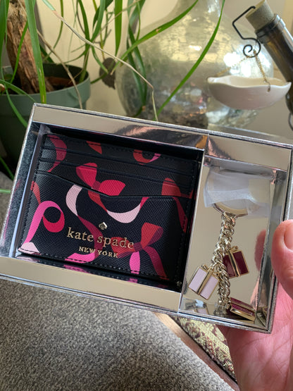 Kate Spade Gift Print Card Case and Keychain Set