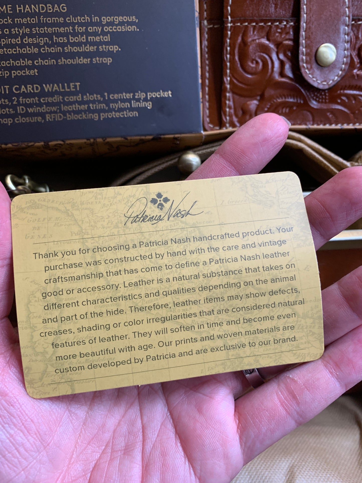 Authentic PATRICIA NASH FULL GRAIN LEATHER DEEP EMBOSSED GRAPE LEAF LOGO FRAME CROSBY/CLUTCH AND A SMALL WALLET SET Ruby Luxury