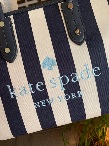 Kate Spade Striped Canvas and Leather Satchel