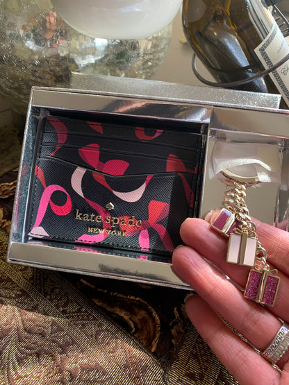 Kate Spade Gift Print Card Case and Keychain Set