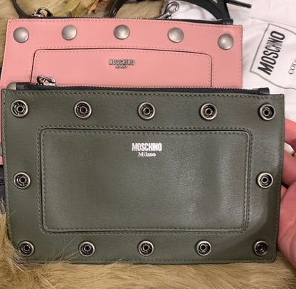 Moschino Three-Pouch Leather Crossbody