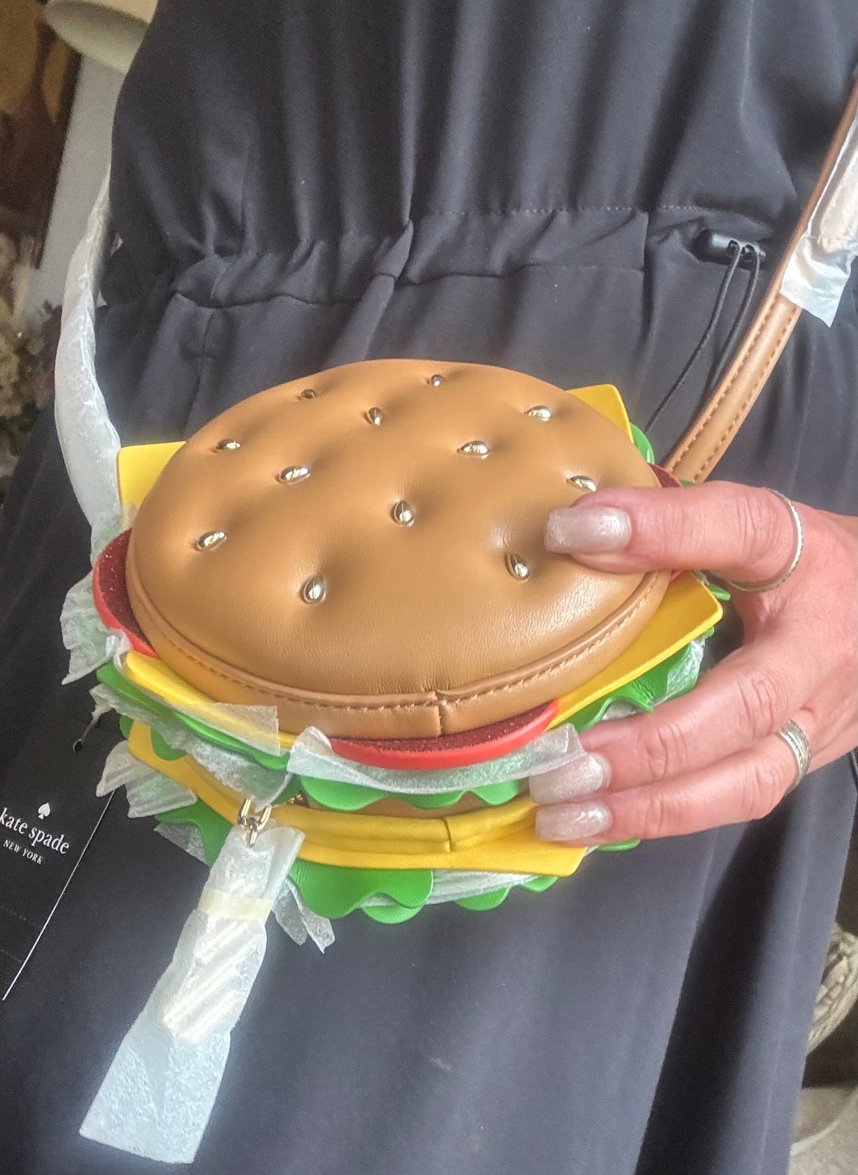 Authentic Kate spade Leather Burger zip around embellished Crossbody Ruby Luxury