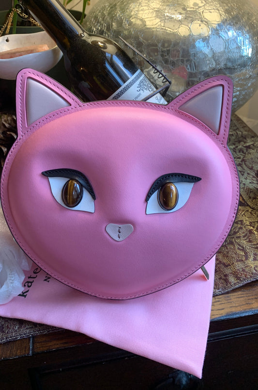 Authentic KATE SPADE Italian leather Cat Meow Chain Crossbody Ruby Luxury