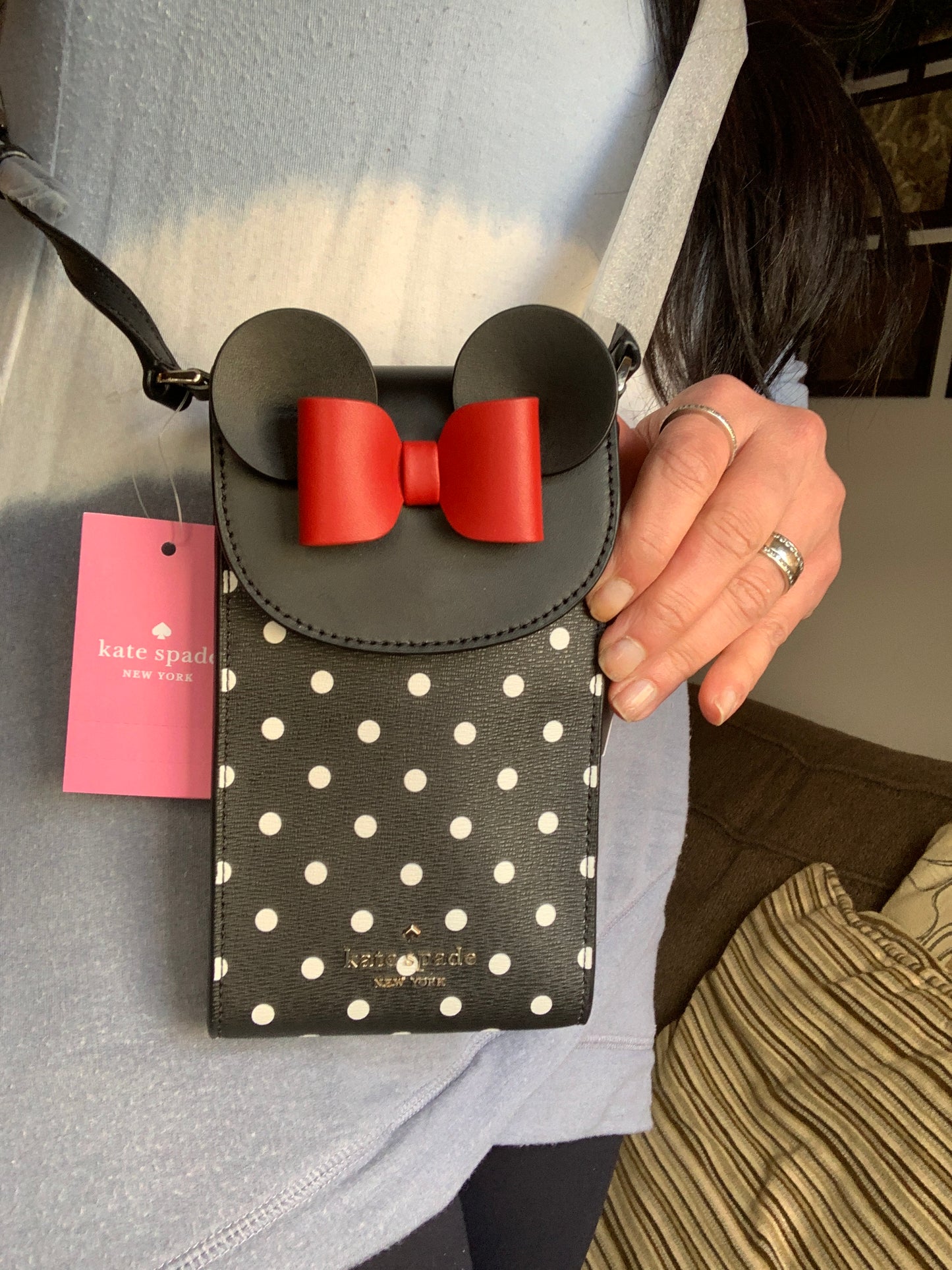 Authentic KATE SPADE Saffiano leather snap flap Minnie Bow crossbody NWT Ruby Luxury