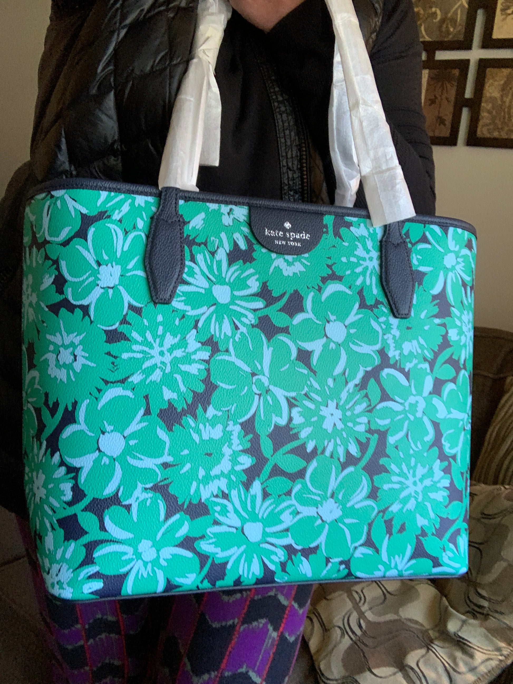 Authentic KATE SPADE FLORAL Zip top tote Ruby Luxury