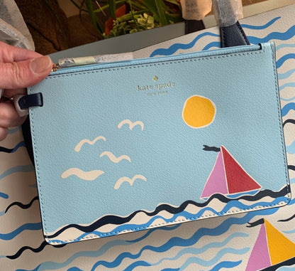 Kate Spade Reversible Sailboat Tote and Wristlet
