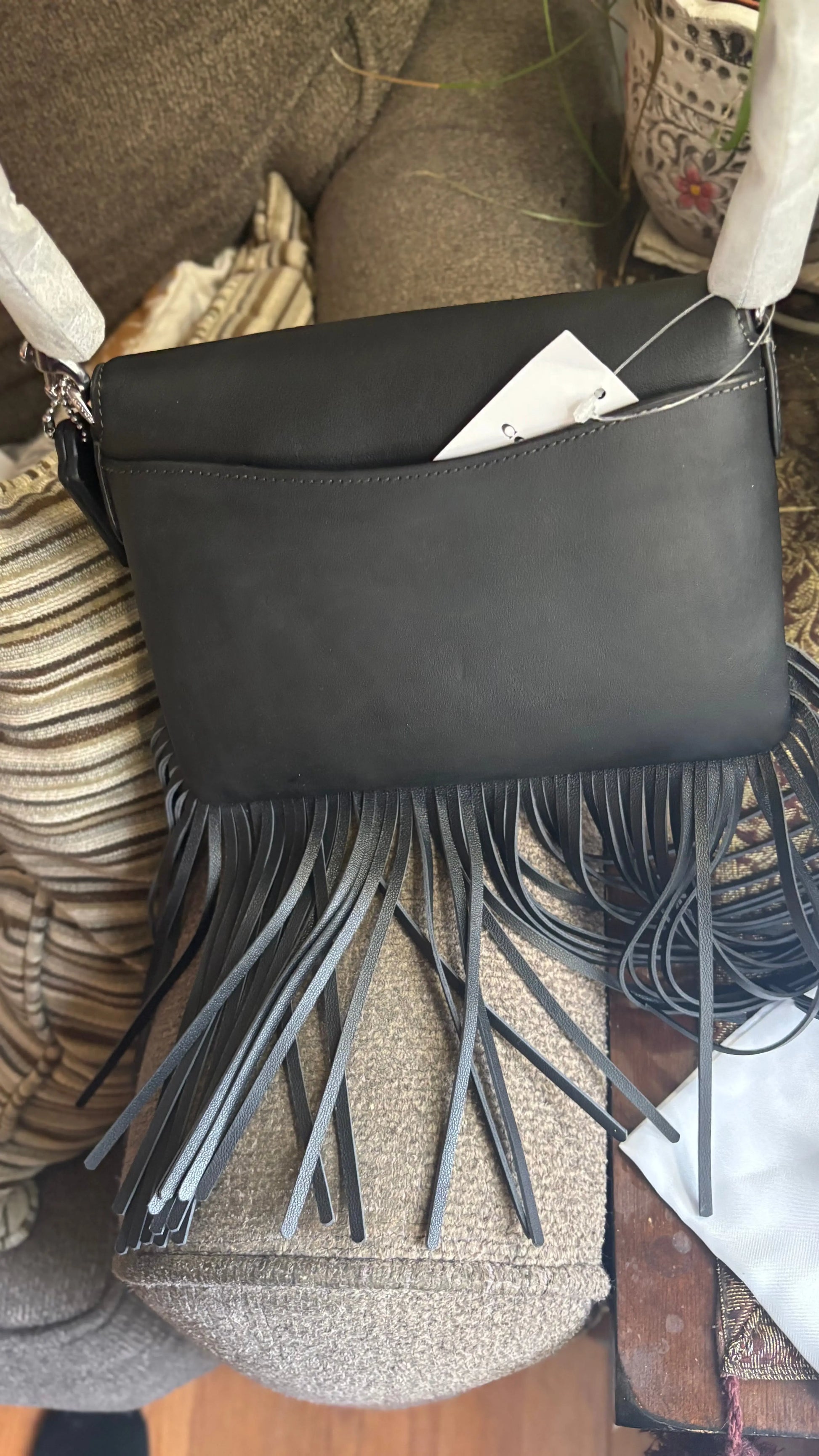 Authentic COACH 1964 leather fringe flap Turnlock Crosby or shoulder Ruby Luxury