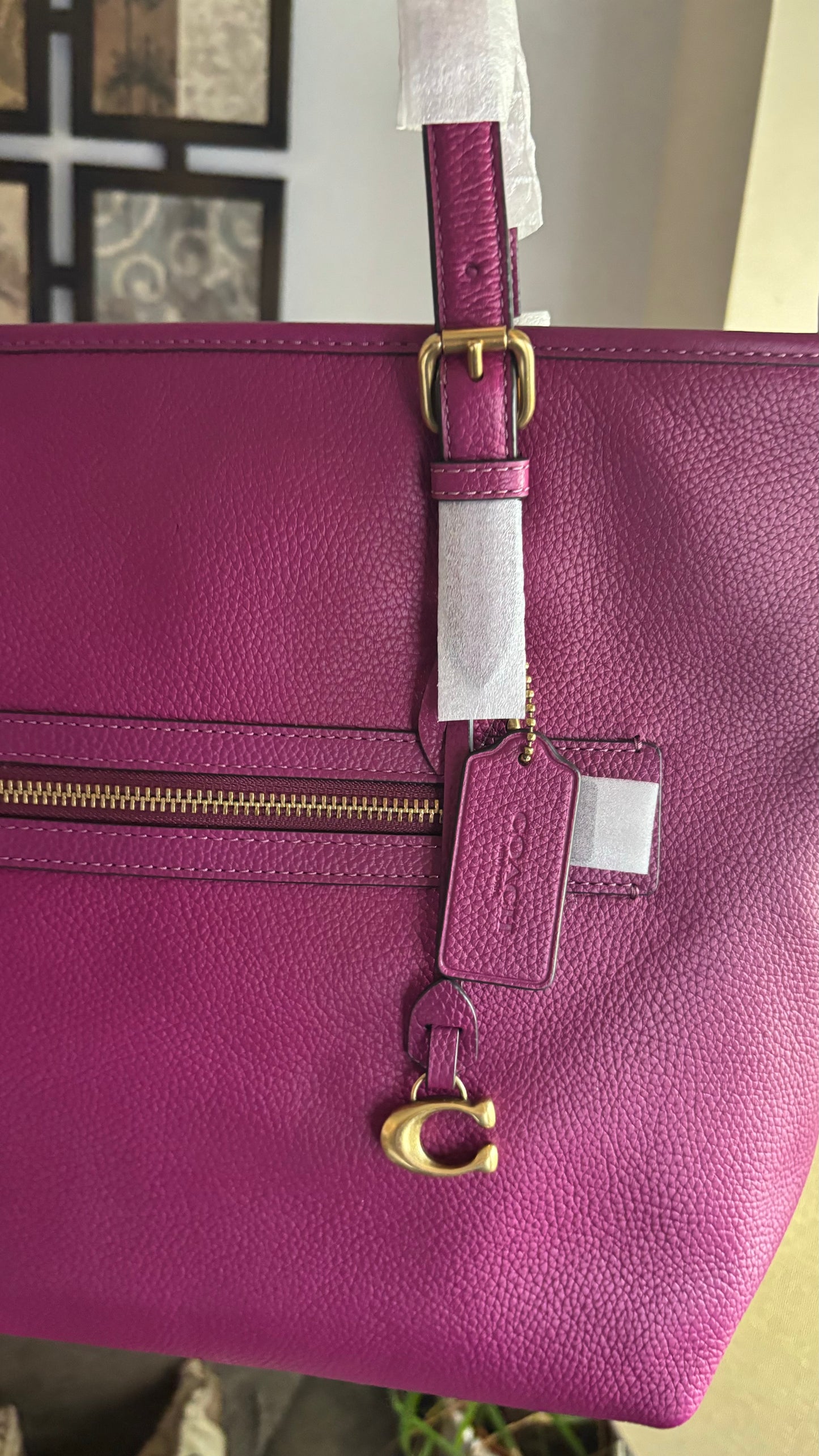 Authentic COACH 1941 pebbled leather zip top Tote Ruby Luxury