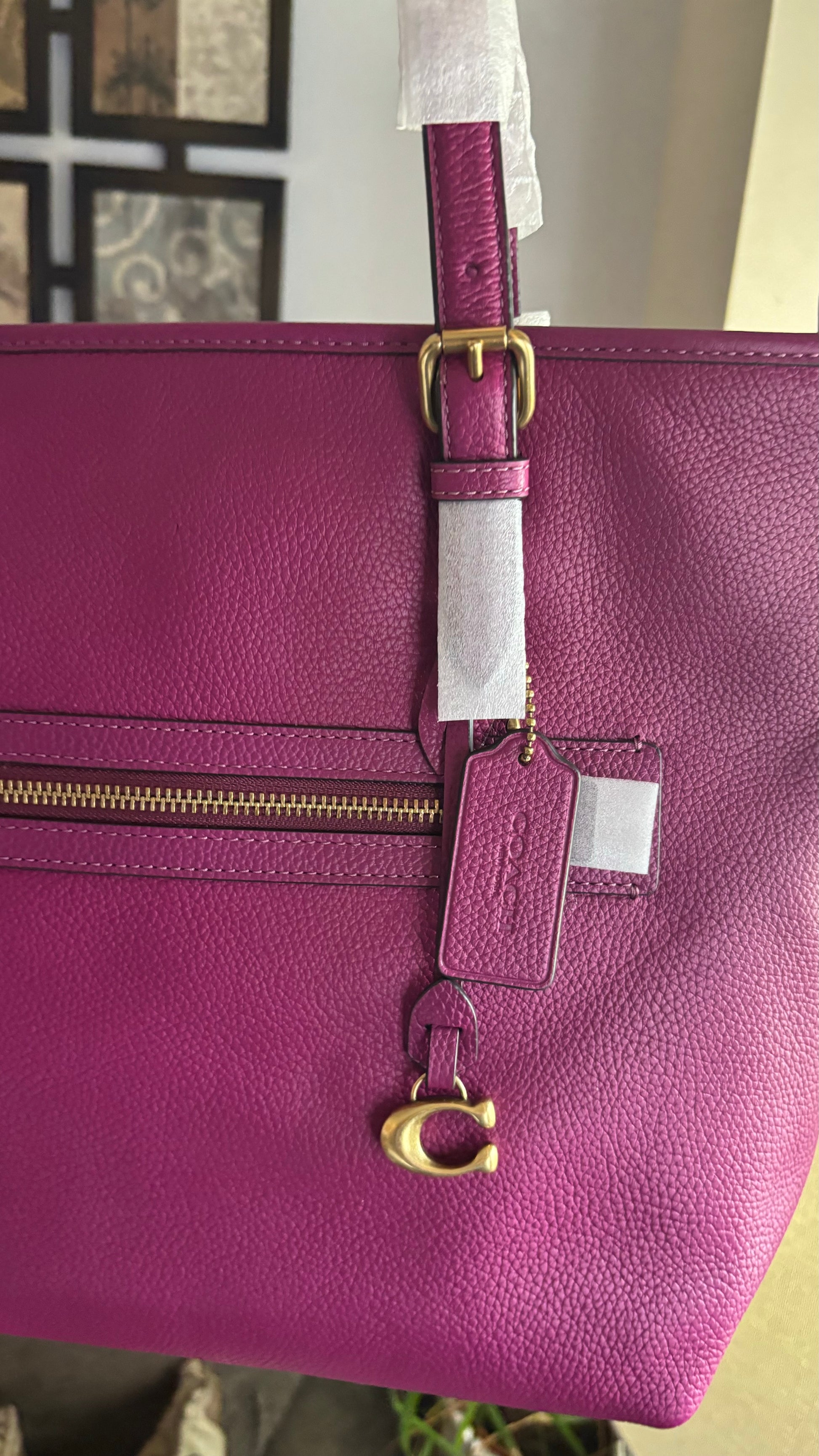 Authentic COACH 1941 pebbled leather zip top Tote Ruby Luxury