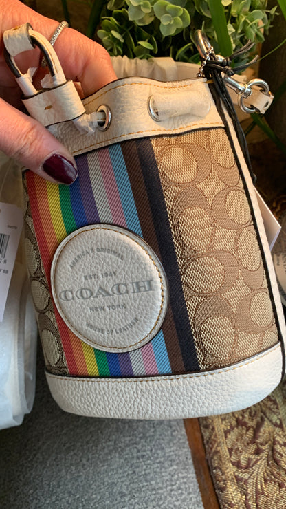 Coach Rainbow Signature Drawstring Crossbody