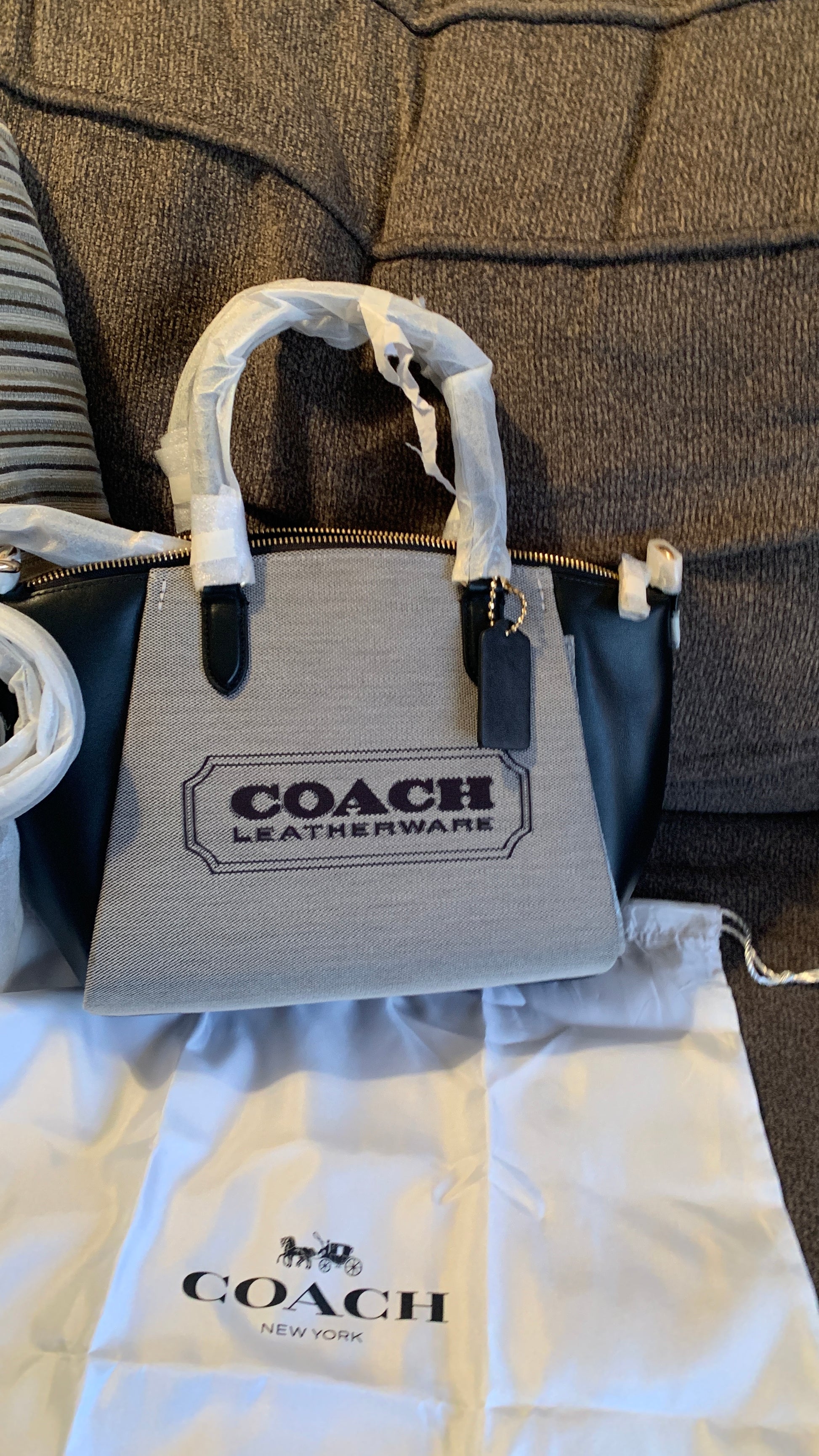 Authentic COACH 1941 jacquard/calf leather logo zip top satchel/Crossbody Ruby Luxury