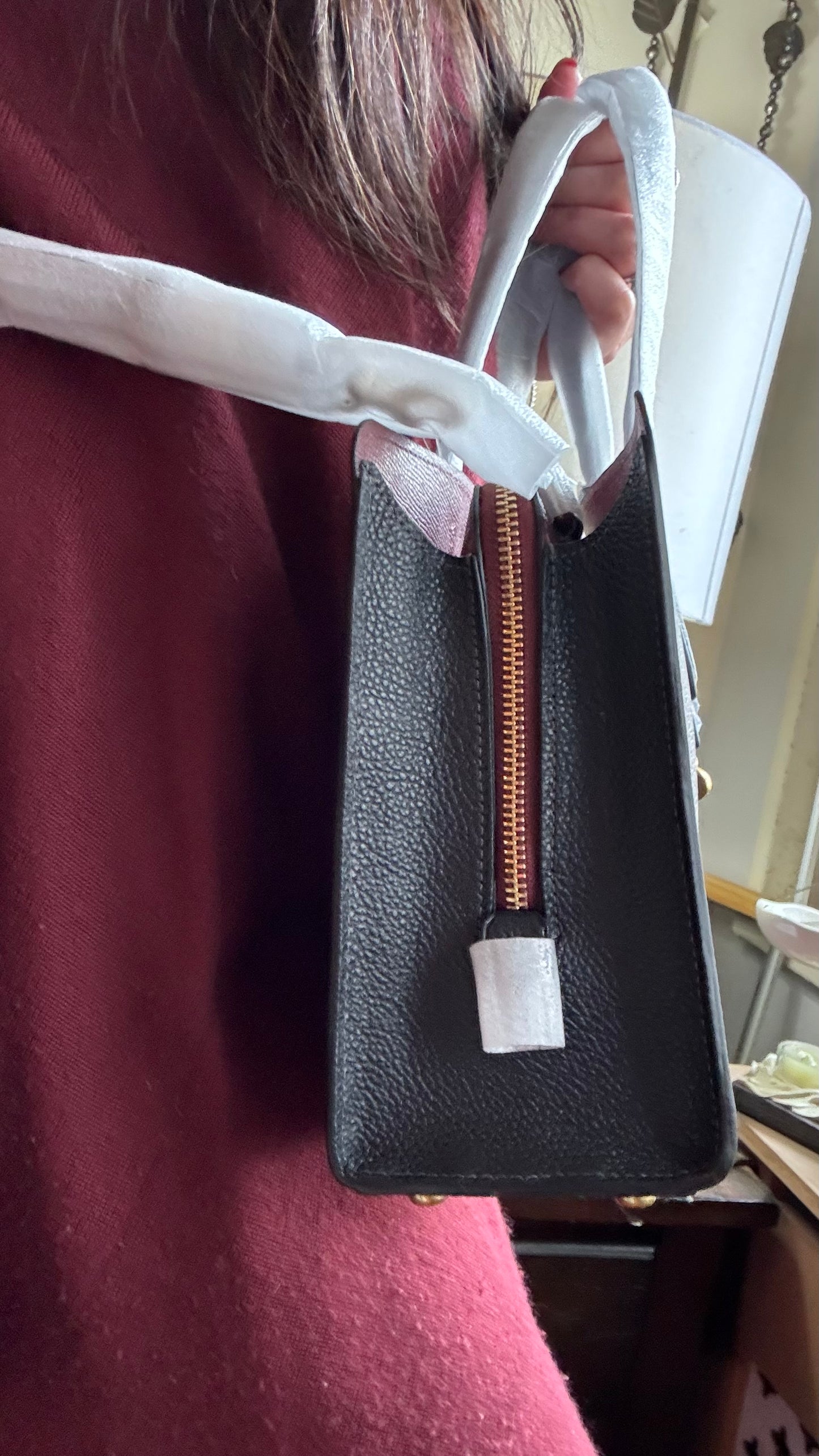 Authentic COACH 1941 pebbled leather 3 compartments 2way zip Satchel/Crosby Ruby Luxury