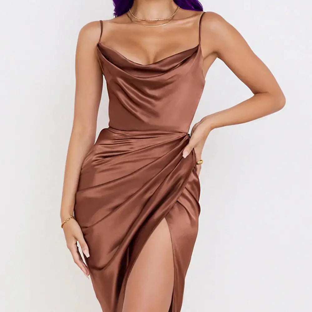 Sling Temperament Folds Dress Ruby Luxury