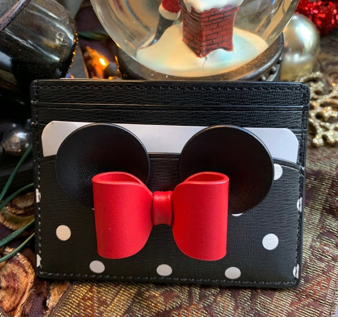Authentic KATE SPADE Saffiano leather Minnie Mouse Disney card case Ruby Luxury