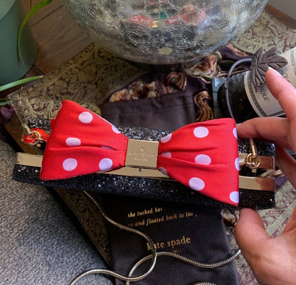 Authentic Kate Spade glitter leather Minnie L.EDITION BOX CLutch or Crosby Ruby Luxury