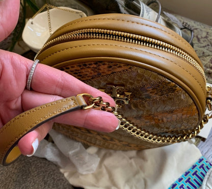 Tory Burch Kira Snakeskin Circle Crossbody
