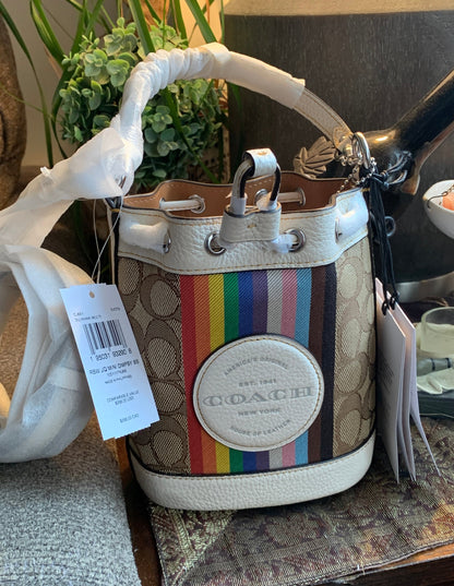 Coach Rainbow Signature Drawstring Crossbody