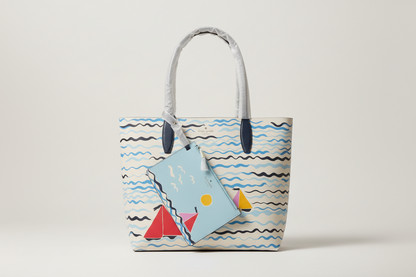 Kate Spade Reversible Sailboat Tote and Wristlet