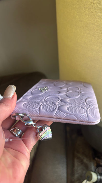 Coach Patent Signature Heart Charm Wristlet
