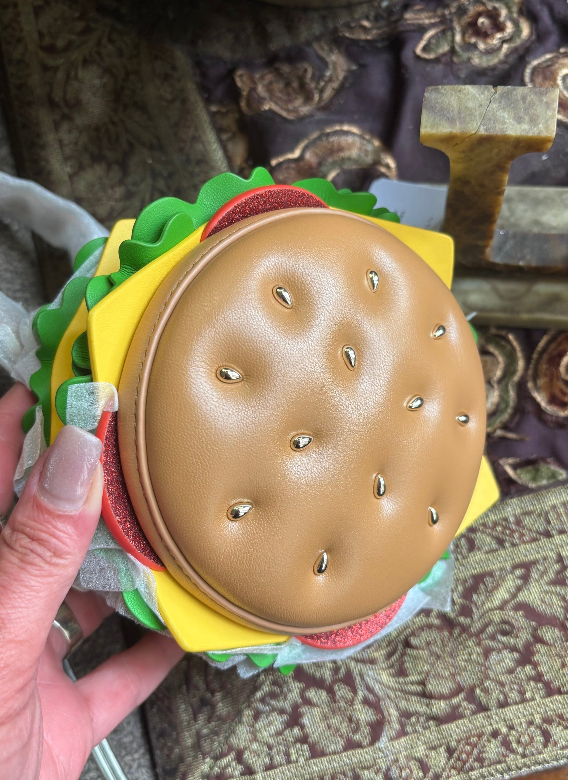 Authentic Kate spade Leather Burger zip around embellished Crossbody Ruby Luxury
