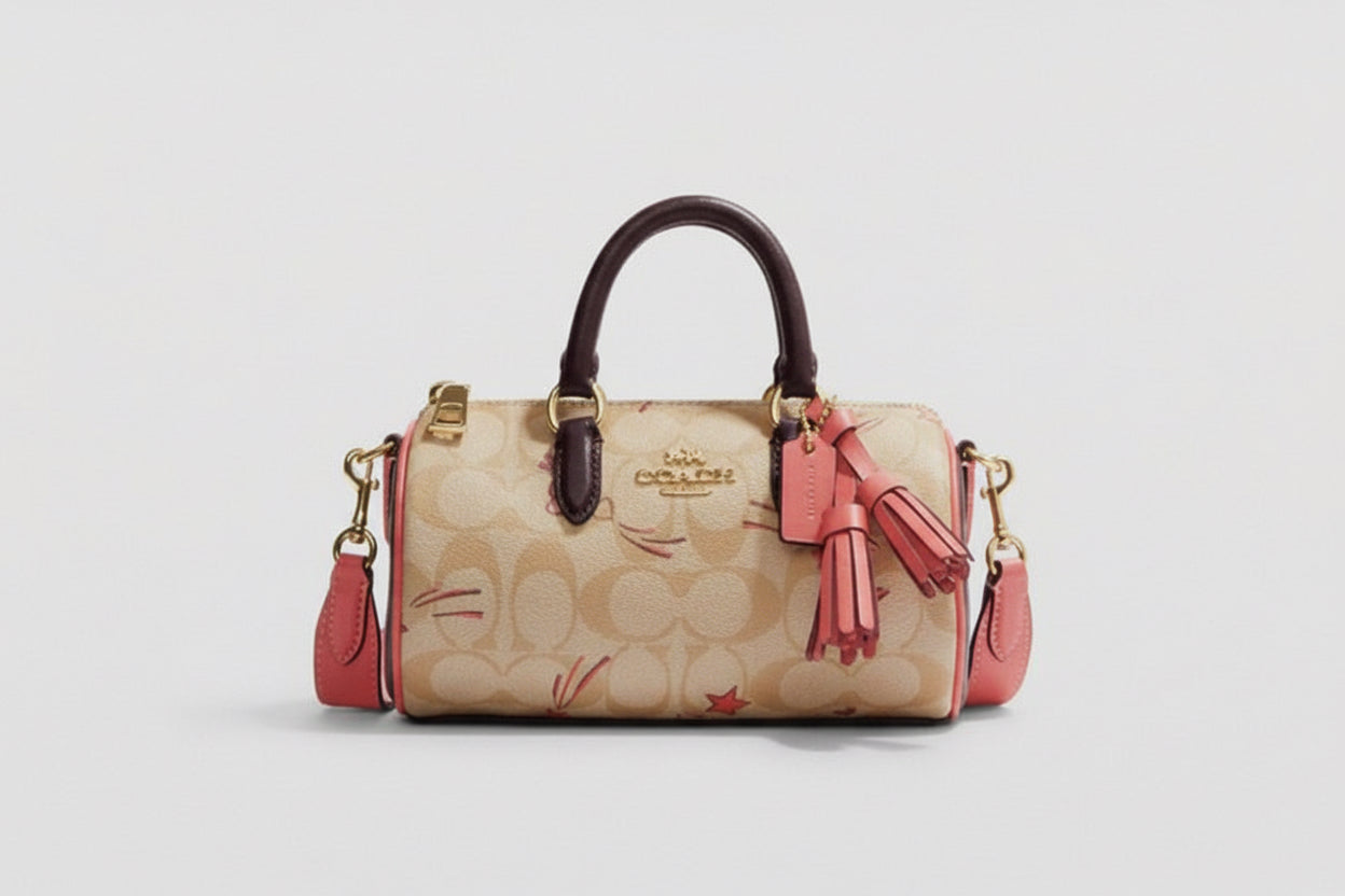 Authentic COACH signature coated canvas and smooth leather zip top satchel/ Crossbody 
New with tags - Ruby Luxury
