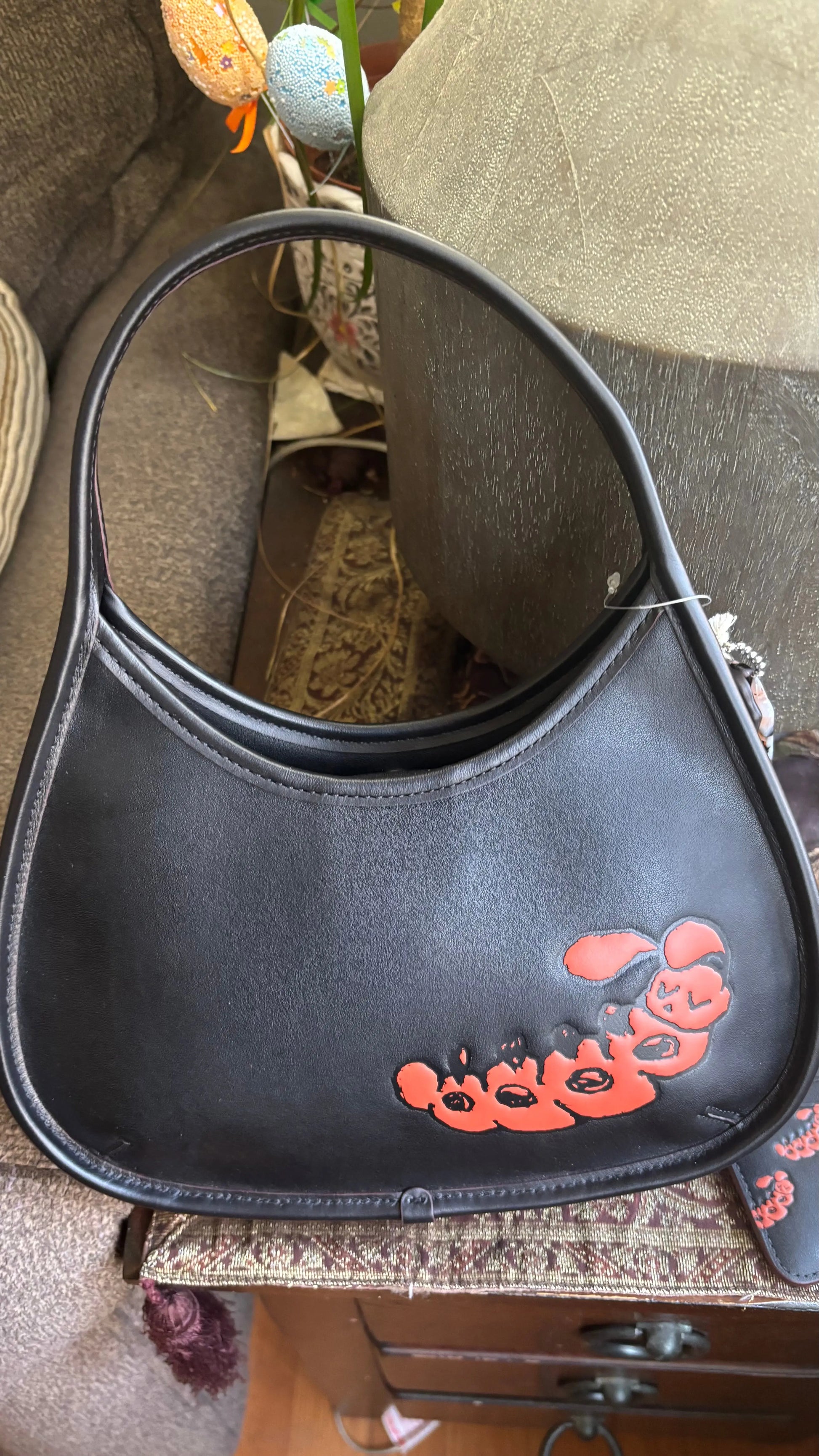 Authentic COACHTOPIA Leather Caterpillar shoulder magnetic closure hobo/card set Ruby Luxury