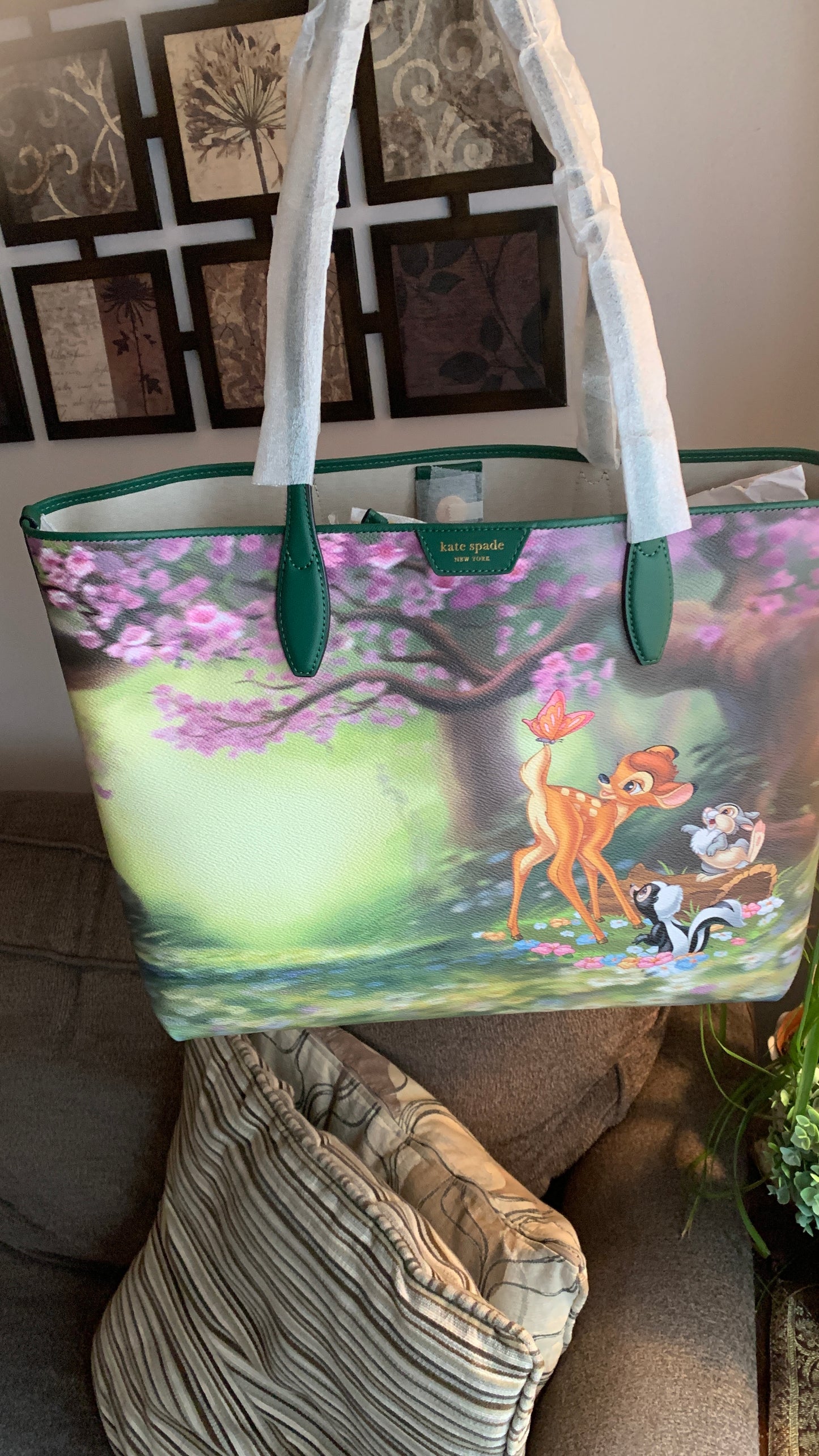 Authentic KATE SPADE Coated leather/smooth leather BAMBI tote/wristlet Ruby Luxury