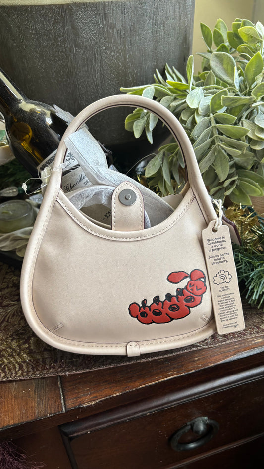 Authentic COACHTOPIA Leather with caterpillar design magnetic closure satchel/Crossbody - Ruby Luxury