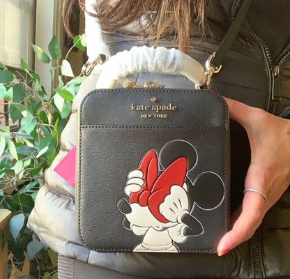 Authentic KATE SPADE leather Minnie Mouse Disney X zip around Crosby/Satchel Ruby Luxury