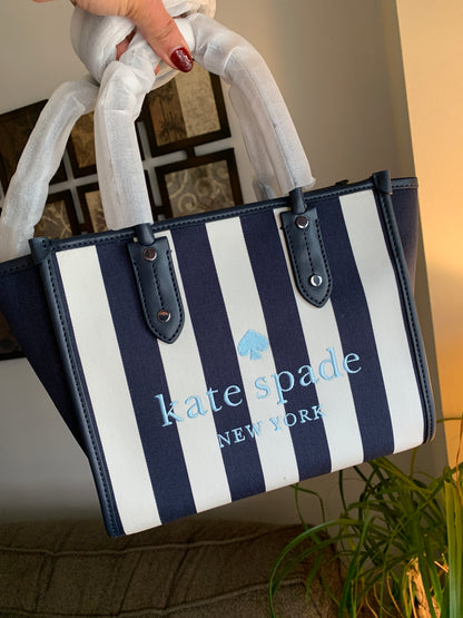 Kate Spade Striped Canvas and Leather Satchel