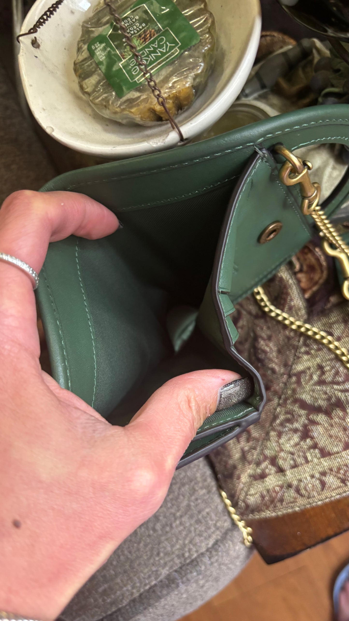 Authentic COACH 1941 Elegant Green Glovetanned leather Chain Shoulder Bag/Wallet/clutch Ruby Luxury