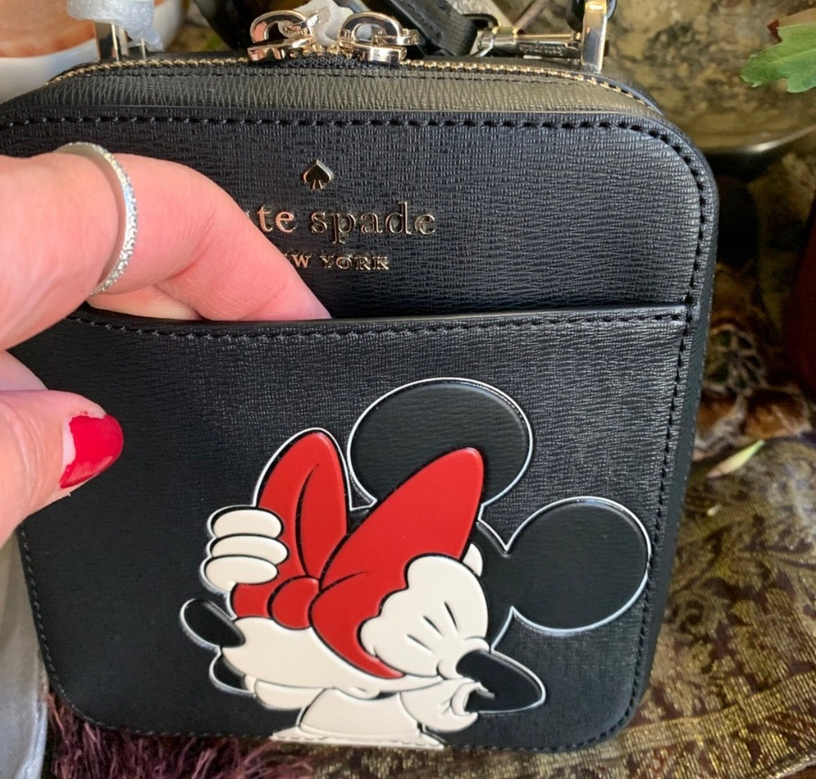 Authentic KATE SPADE leather Minnie Mouse Disney X zip around Crosby/Satchel Ruby Luxury