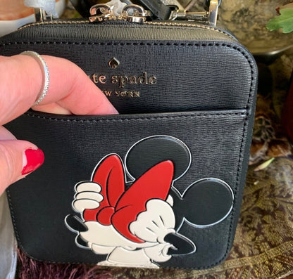 Authentic KATE SPADE leather Minnie Mouse Disney X zip around Crosby/Satchel Ruby Luxury