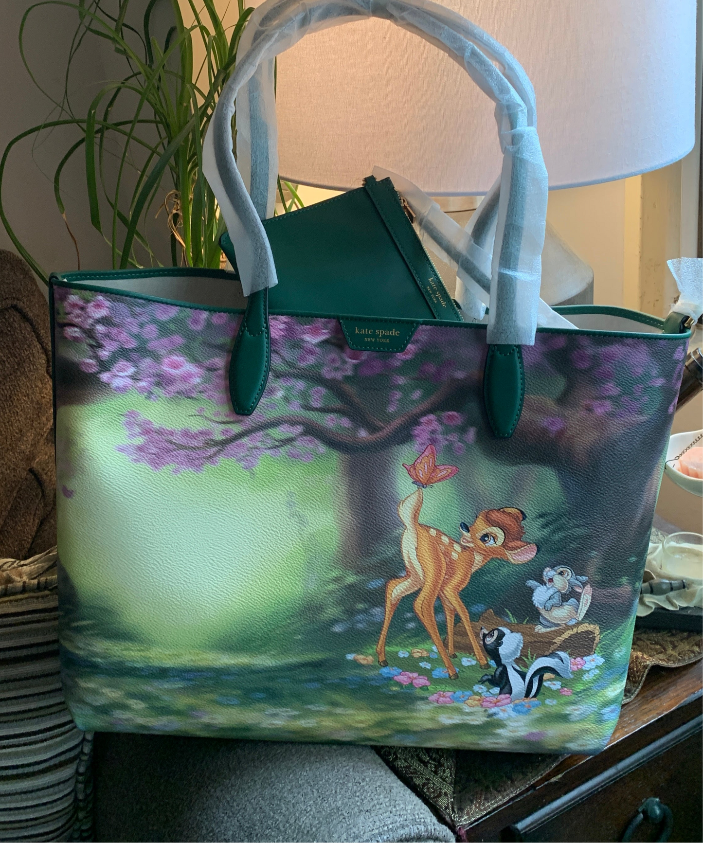 Authentic KATE SPADE Coated leather/smooth leather BAMBI tote/wristlet Ruby Luxury