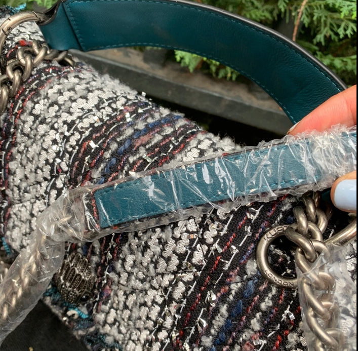 Authentic KURT GEIGER LONDON TWEED/leather chain shoulder/Crosby Ruby Luxury