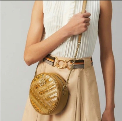 Tory Burch Kira Snakeskin Circle Crossbody
