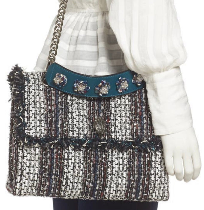 Authentic KURT GEIGER LONDON TWEED/leather chain shoulder/Crosby Ruby Luxury