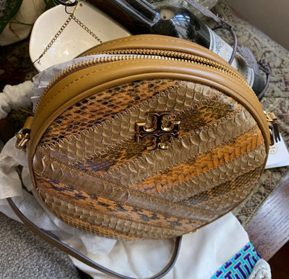 Tory Burch Kira Snakeskin Circle Crossbody