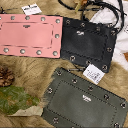 Moschino Three-Pouch Leather Crossbody